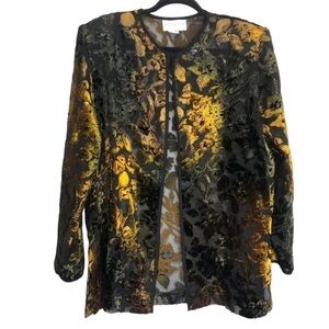 Vintage Bellessa One Button Semi Sheer Velvet Iridescent Cardigan, size L